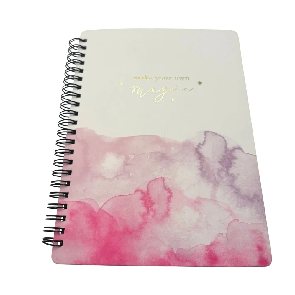 FAO Schwarz Make Your Own Magic Spiral Notebook Pink Watercolor Gold Journal